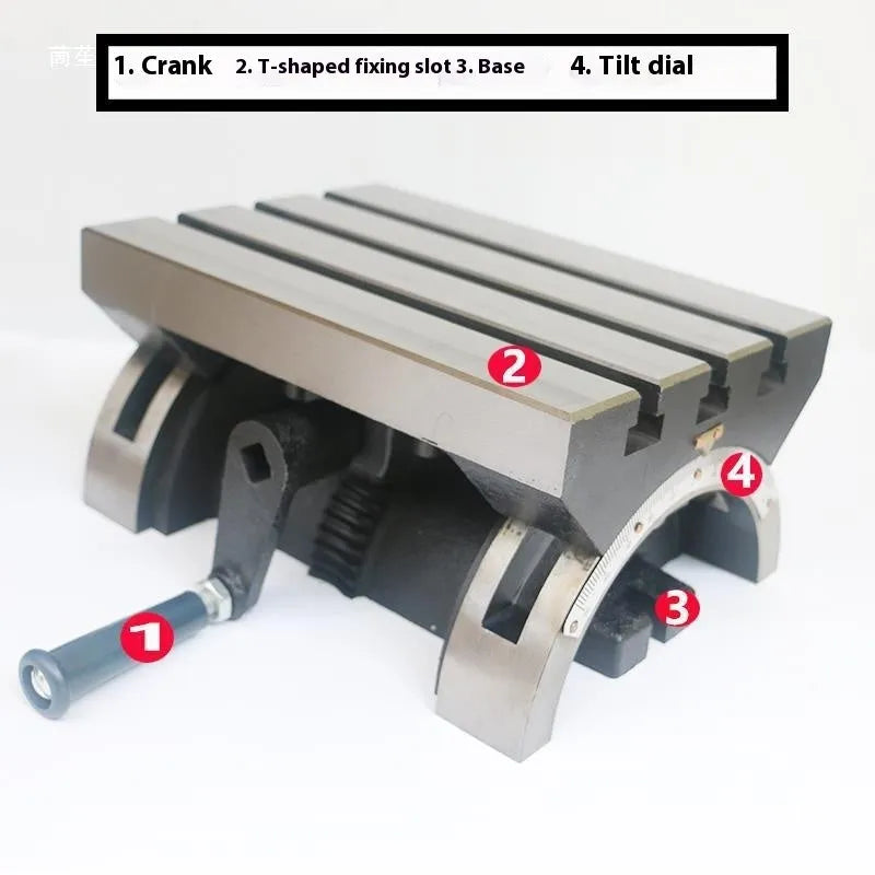 Adjustable angle cast iron workbench 15-inch with side degree scale and 45 degree tilt