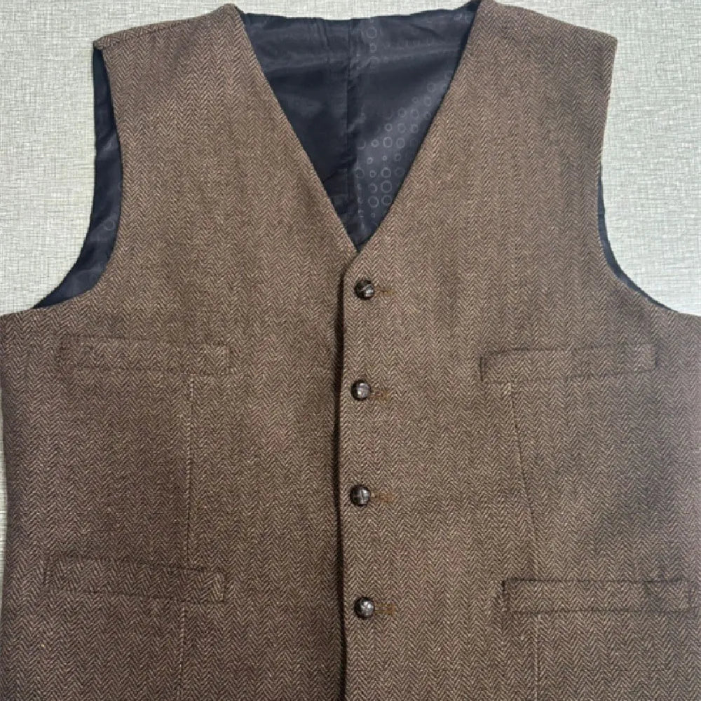 Fashion casual herringbone men's vest in slim fit, five colour options, viscose material