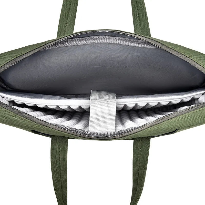 Large capacity Oxford cloth laptop bag in grey, black or green, sized for 14 to 17.3 inch laptops