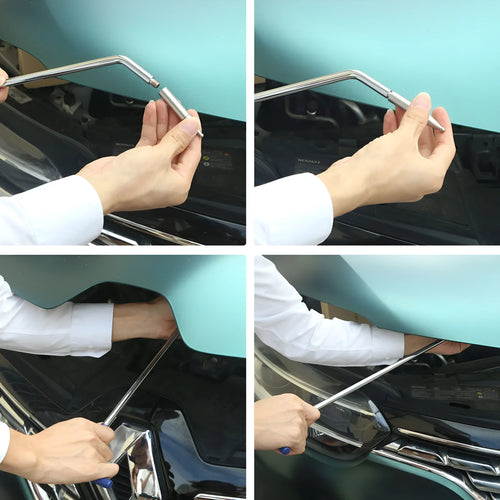 Alloy steel three-piece car dent repair tool hook crowbar set for vehicle maintenance.