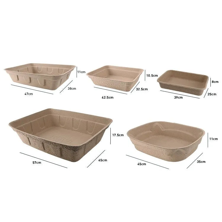 Brown disposable waterproof cat litter box with biodegradable environmentally friendly design