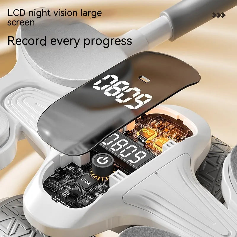 White belly roller fitness equipment with LED timing display screen