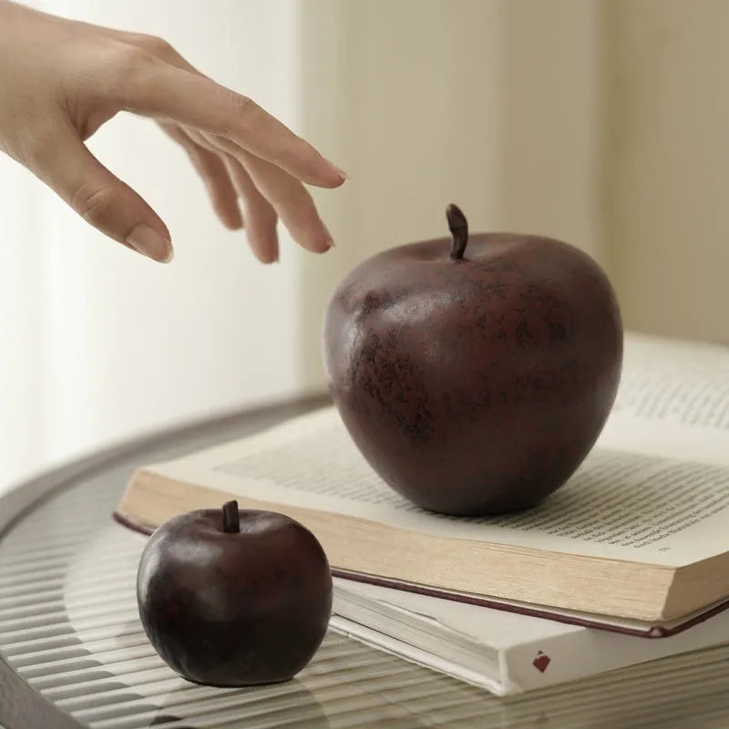 Retro Chinese ceramic apple ornament desktop decoration in large or small size