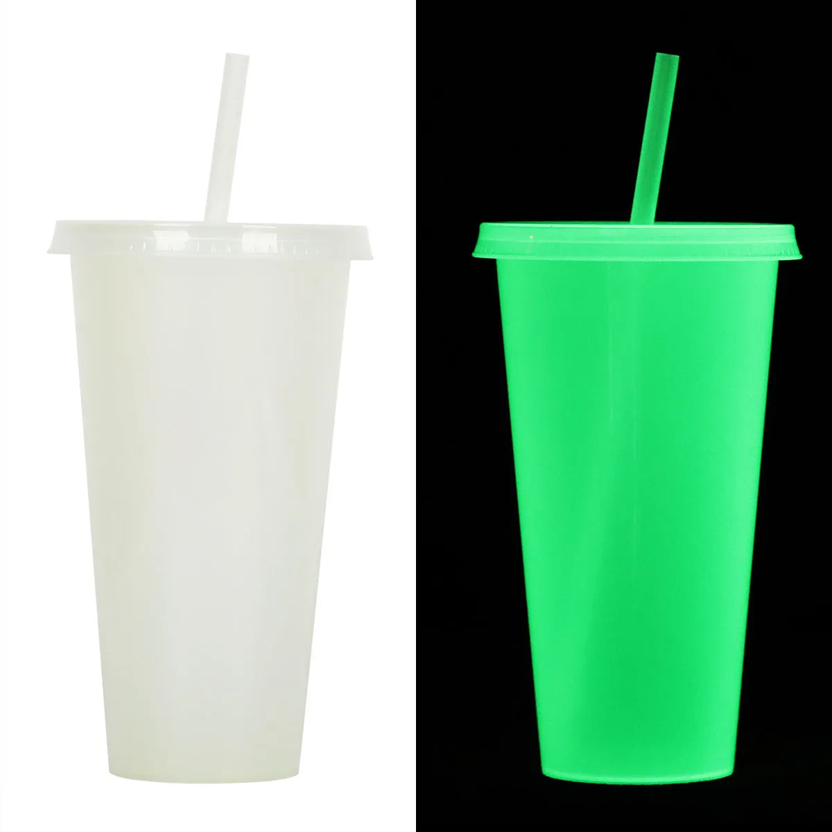 720ml plastic Halloween sippy cup with luminous straw, six colour options