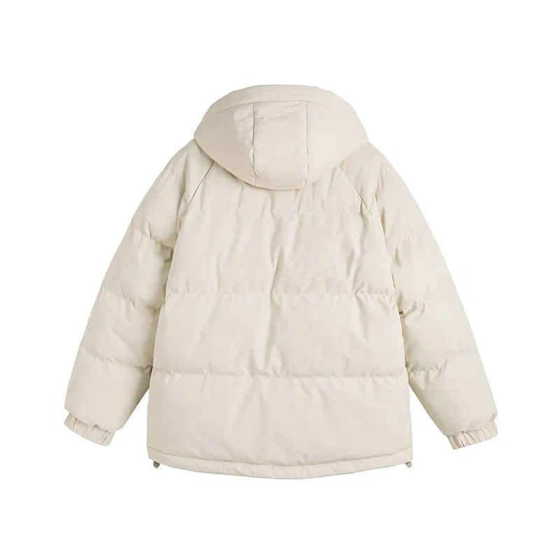 Loose fake two-piece winter coat in beige with side seam pockets