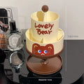 Beige rotating cosmetic brush storage barrel with 18-litre capacity on its storage rack.