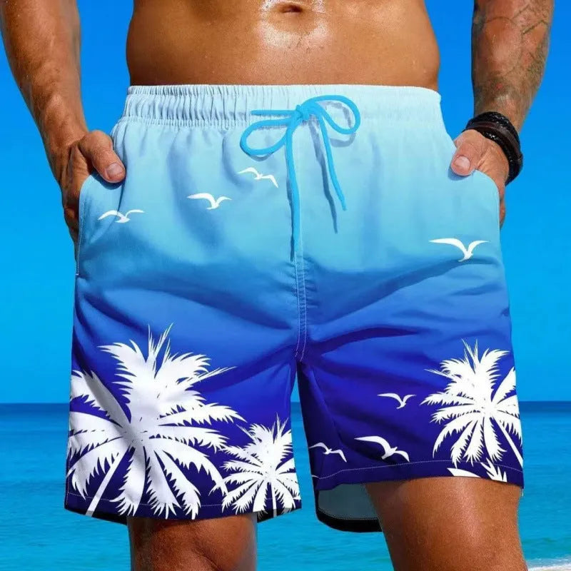 Men's ethnic style swimming trunks with loose board short design in polyester fabric