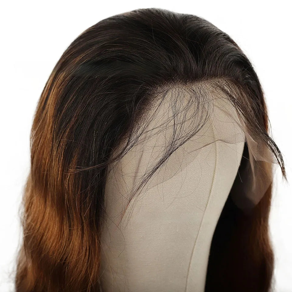 Real human hair lace front wig with gradient colour and pre-plucked hairline
