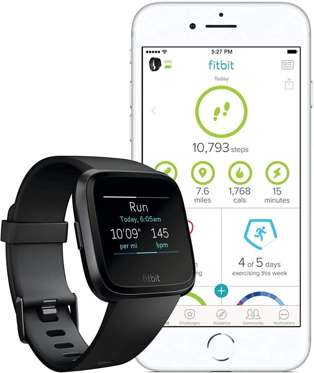 Black smart watch with heart rate monitoring and sleep tracking on a wrist, showing the 1.4-inch screen display
