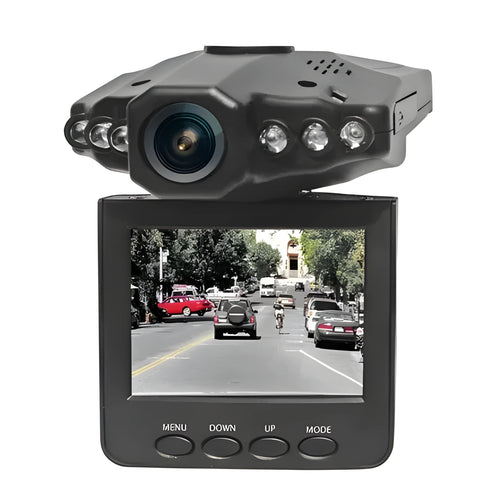 H198 HD car dash cam recorder with six infrared lights around lens and 2.4-inch screen