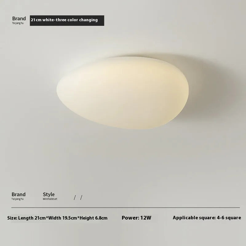 Modern minimalist LED ceiling light in white finish for master bedroom, 43cm size