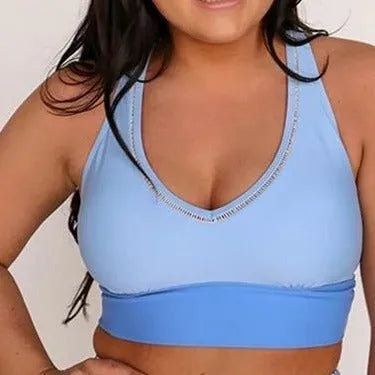 Women's blue polyester conservative vest split swimsuit I-shaped suit sleeveless adult female swimwear