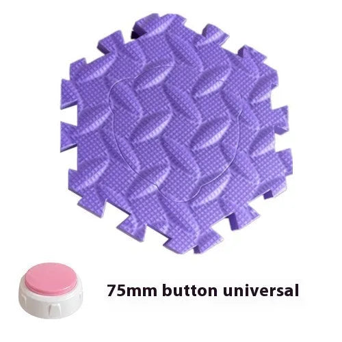 EVA foam pet ac button non-slip mat in green, square shape 16x16x1cm, on a wooden floor