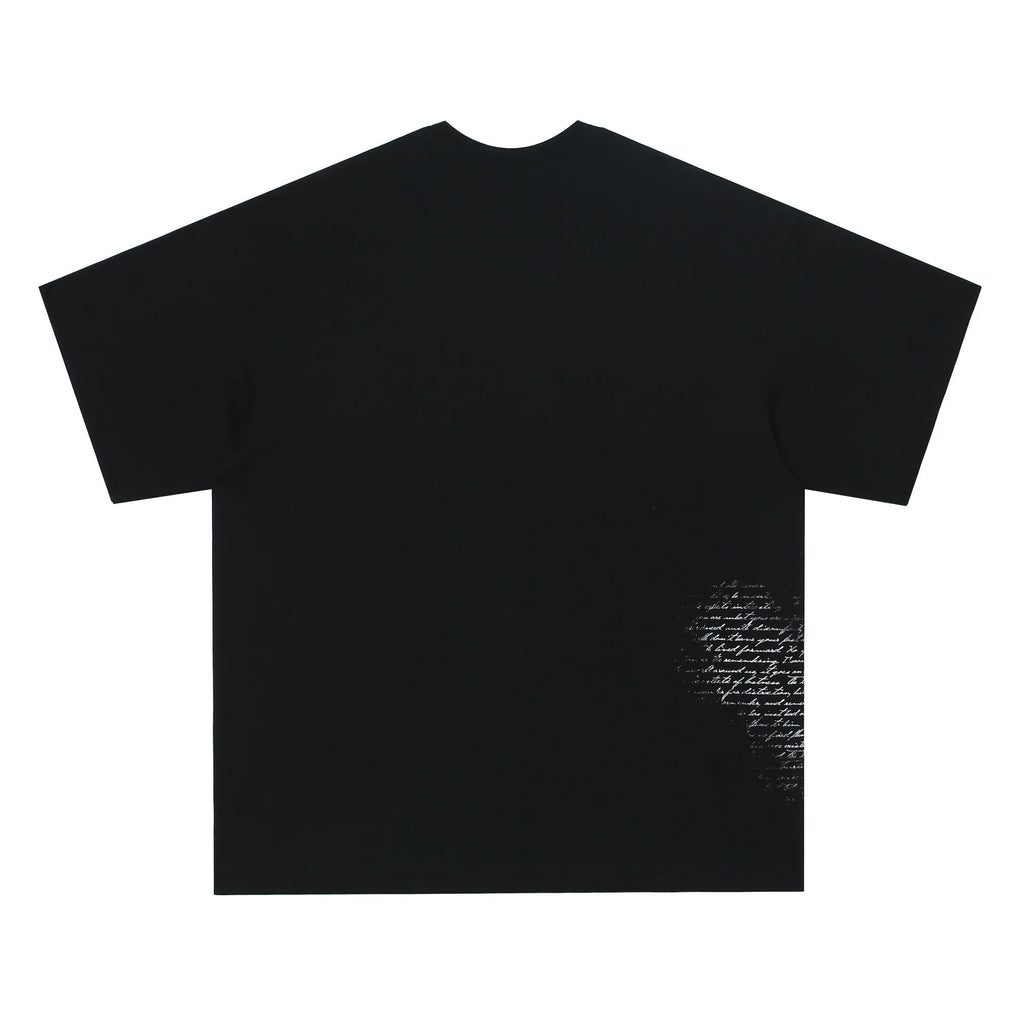 Black and white American Retro Hip Hop Gothic short sleeve cotton T-shirt for teenagers