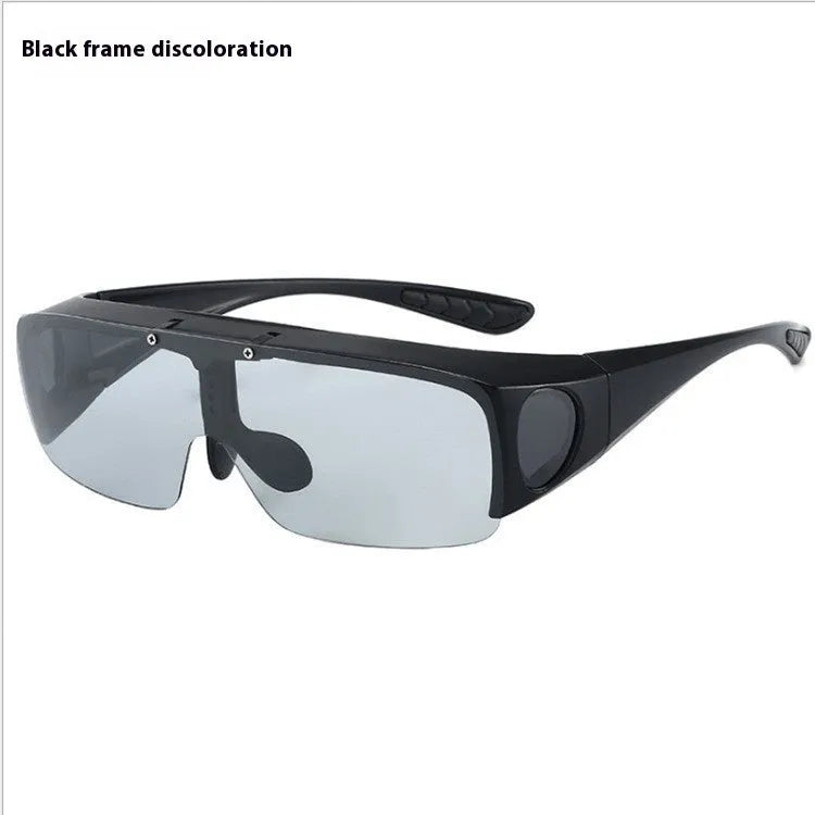 Polarised one-piece myopia sports sunglasses for cycling and outdoor use in various lens colours.