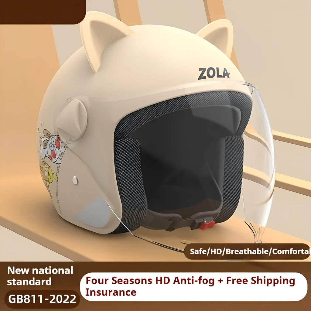Blue winter cycling helmet with clear anti-fog visor and attached thermal scarf on handlebars.