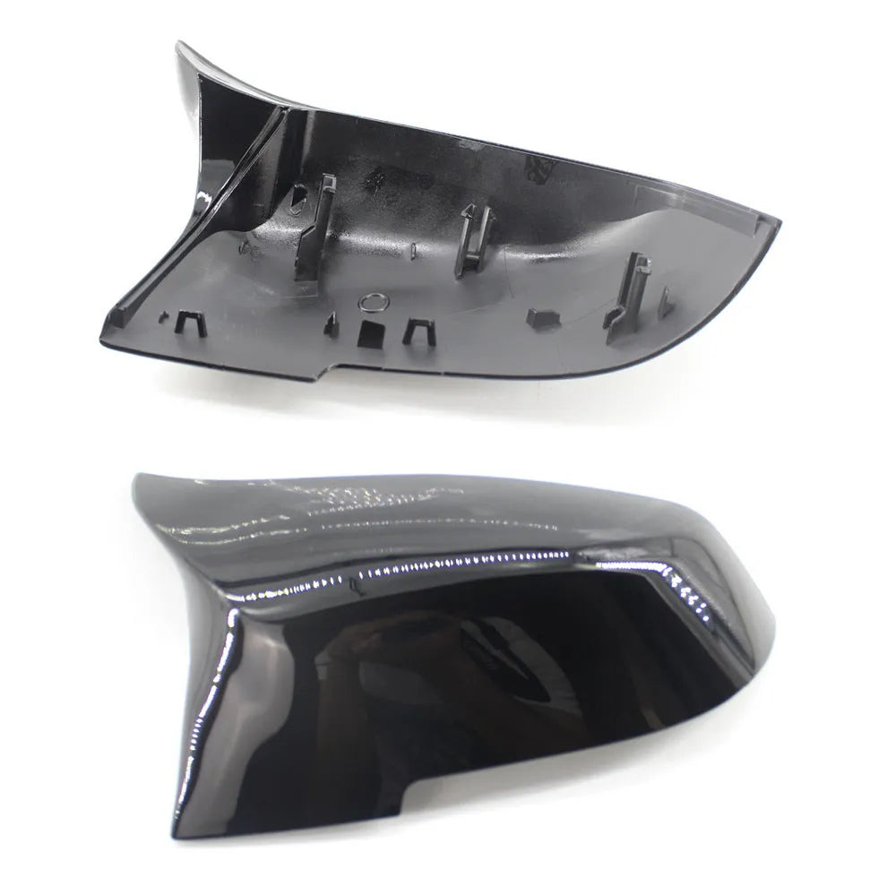 Pair of paint bright black BMW horn-style rear view mirror shells for F-series models