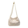 Women's casual rhombus shoulder bag chain messenger bag in PU, bucket shape, Beige colour, single strap