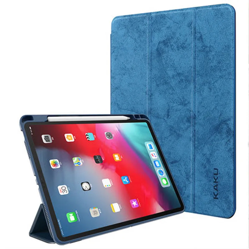 Leather tablet case with pen slot in clamshell design for iPad 10.2 10.5 9.7 Air Mini