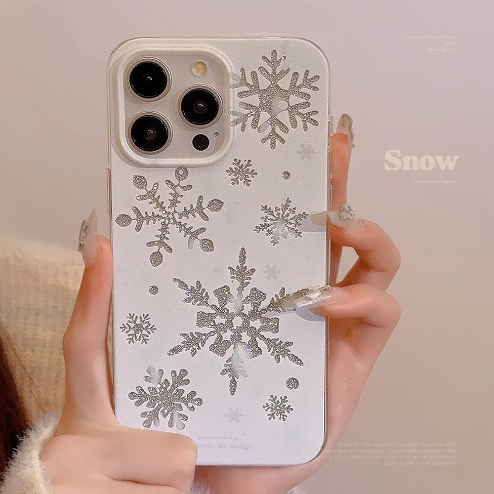 Winter floating cream TPU phone case for Apple iPhone with glitter transparent design