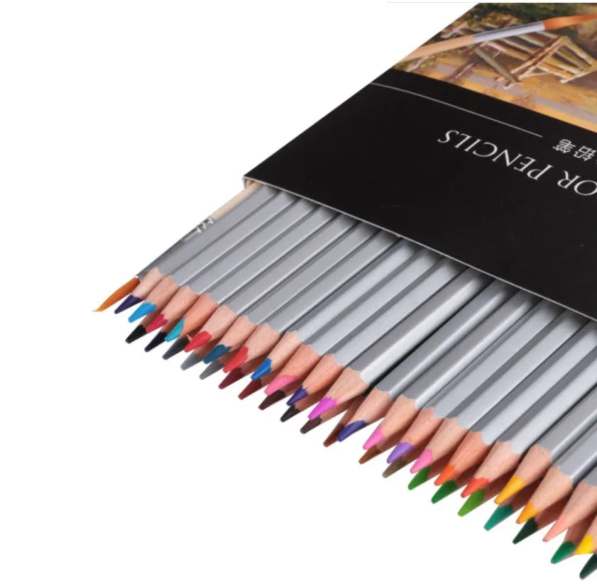Water soluble coloured pencils in 24, 36, 48 and 72 colour sets with metal shell and carton or iron box