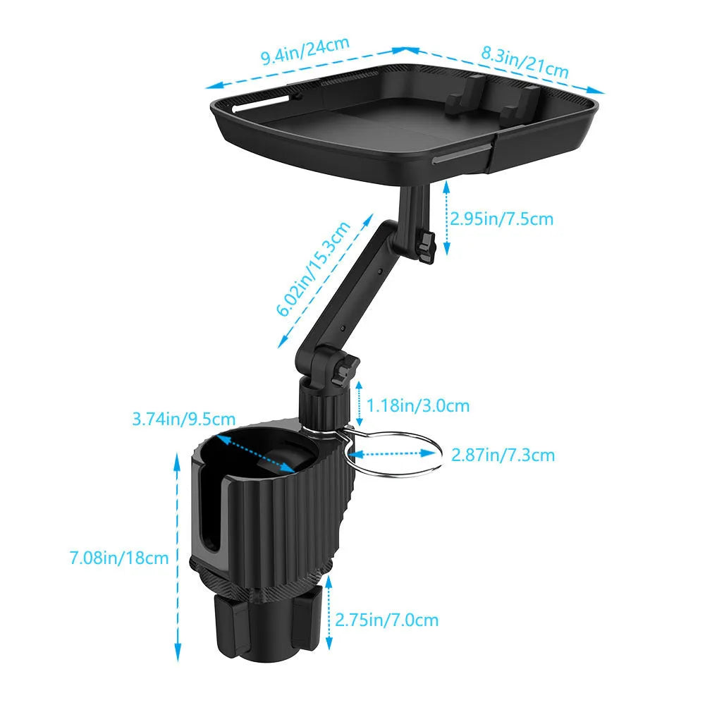 Plastic black vehicle food storage rack installed on car seat middle position with adjustable telescopic section