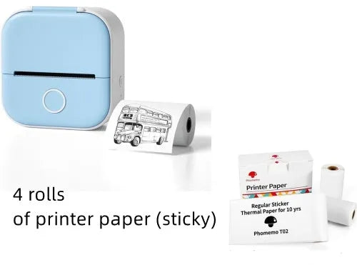 Phomemo T02 portable mini thermal label printer in white, showing front panel with paper slot, with Bluetooth icon