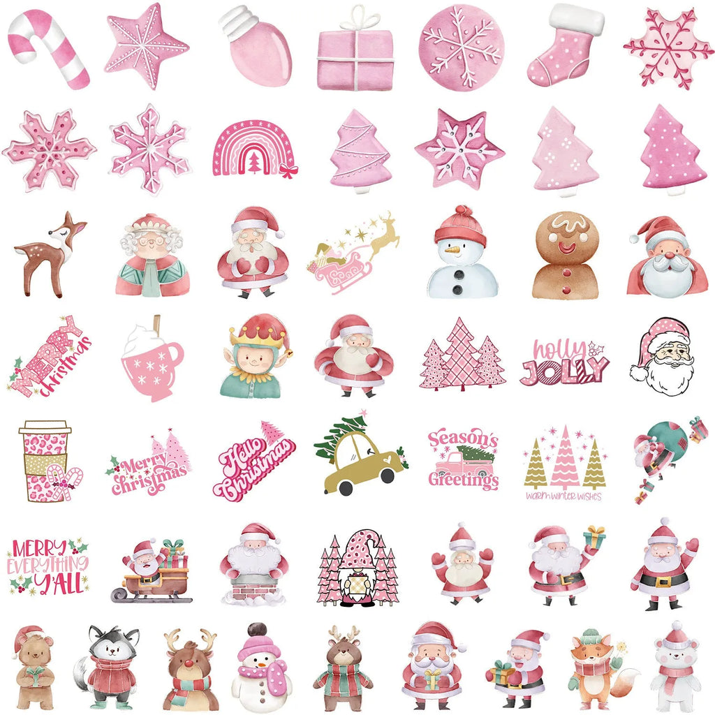 50 piece set of cute Christmas waterproof stickers ranging from 4 to 8 centimetres for car phone computer decoration