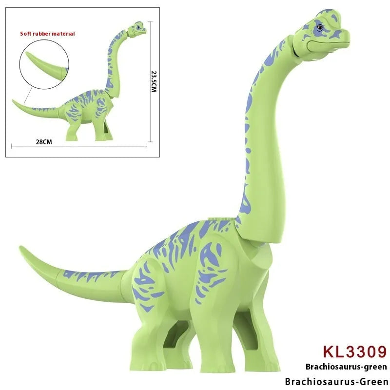 Small particles plastic building blocks dinosaur series KL3301-3305 bagged toy in cyan gray orange pink yellow
