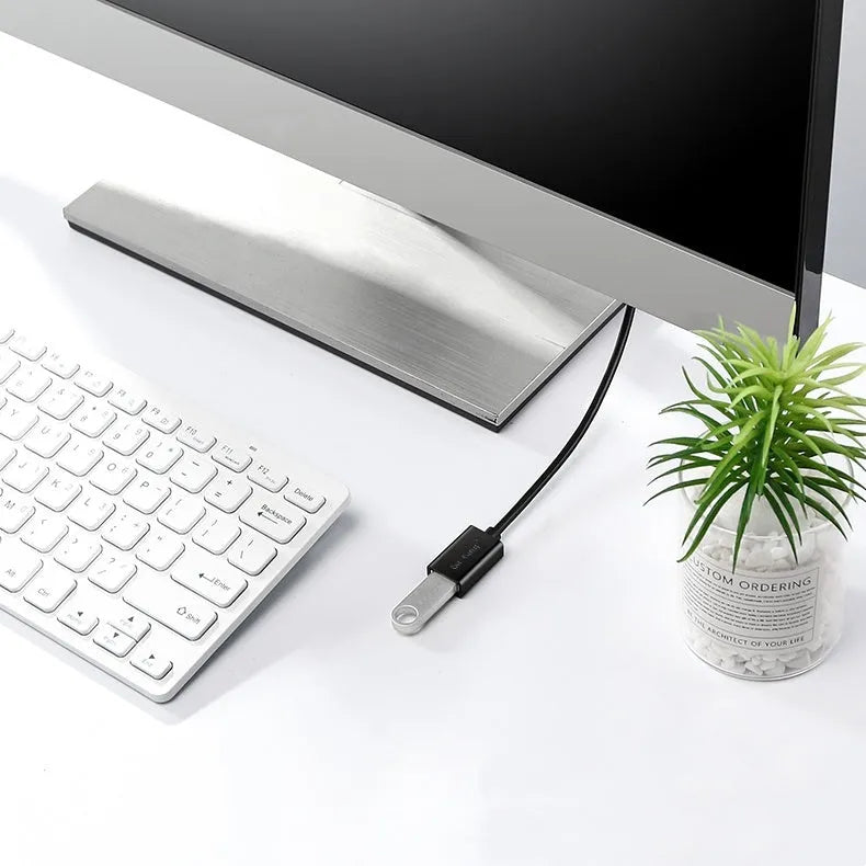 Black USB 3.0 and USB 2.0 male to female extension cable showing connector details.