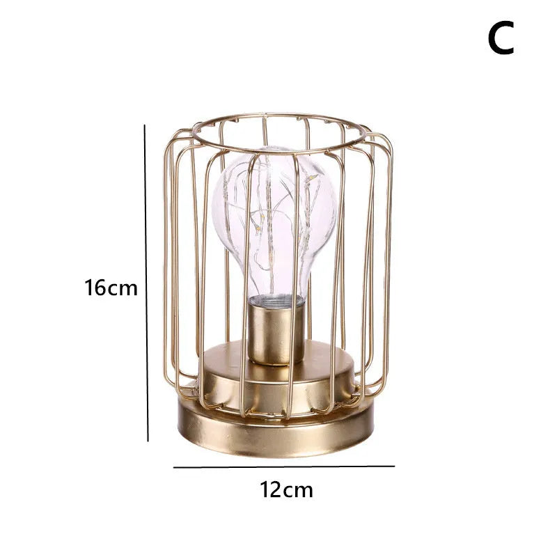 Iron geometric decorative light ornament with electroplated metallic finish in Nordic style