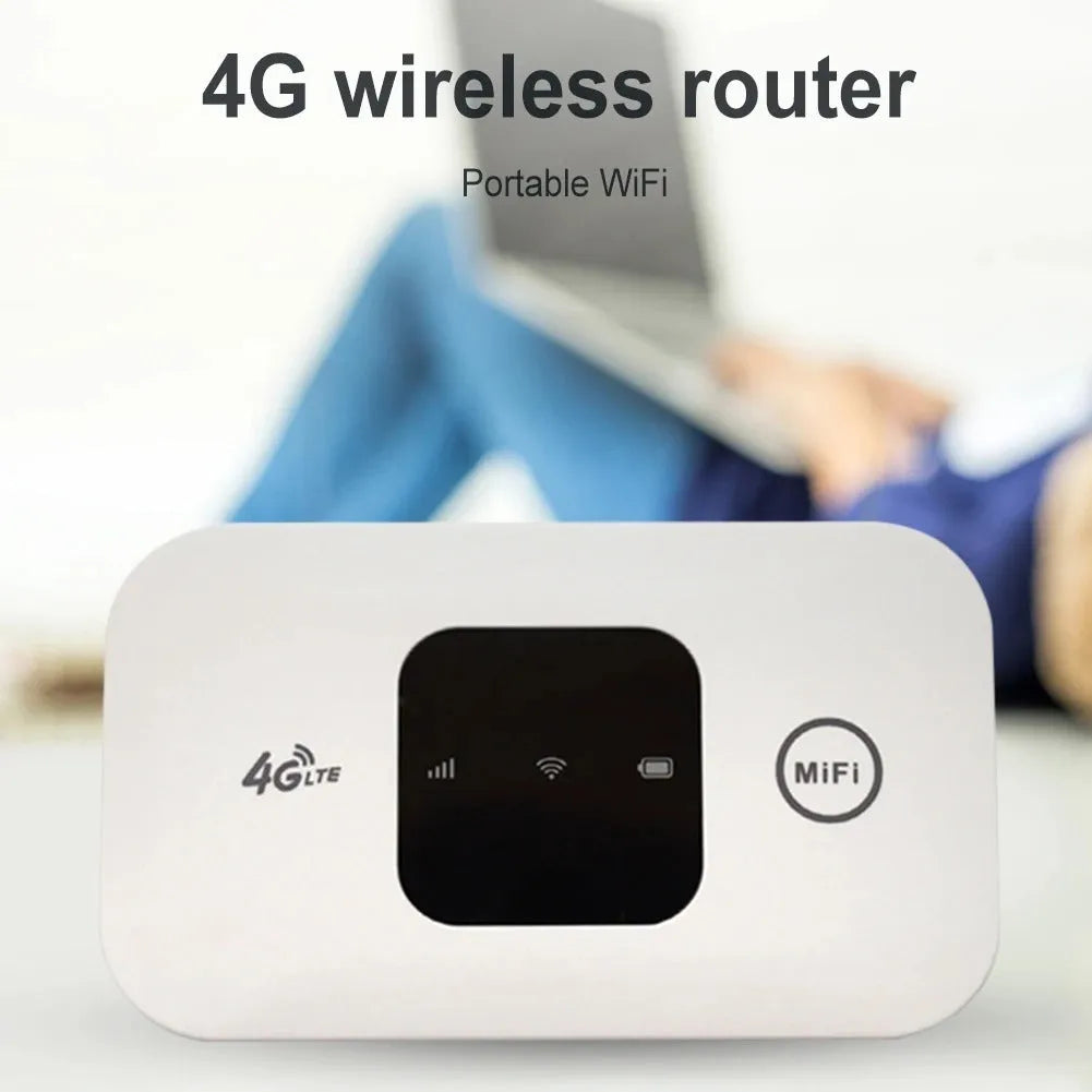 White plastic portable wireless router for car and mobile 4G 3G network with dimensions 9.8x5.3x0.8 cm