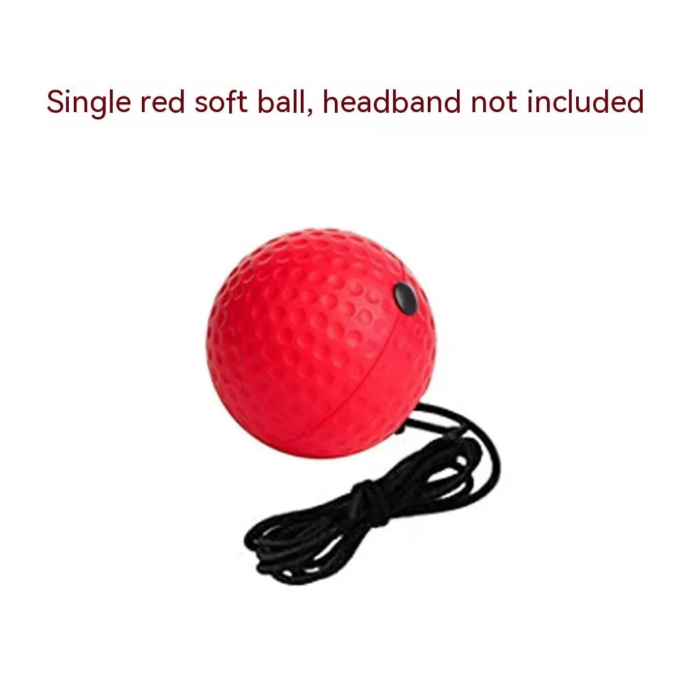 Head-mounted boxing reaction ball training set with adjustable headbands and multiple coloured balls