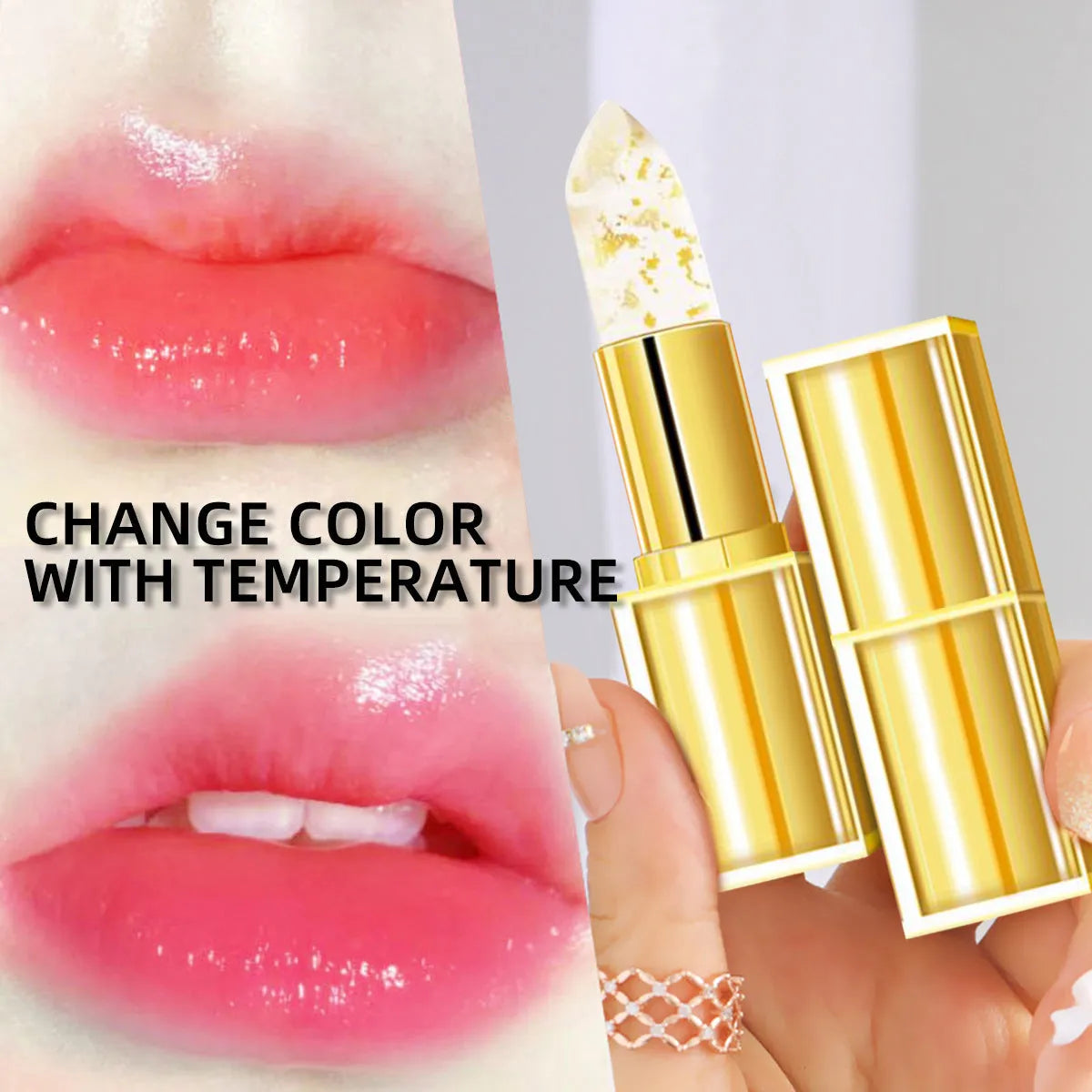 Anti-smudge warm colour-changing lipstick in 3.5g tube with moisturising lip balm effect