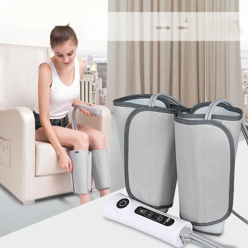 Automatic air wave calf massage machine with dual mode circulation in grey colour