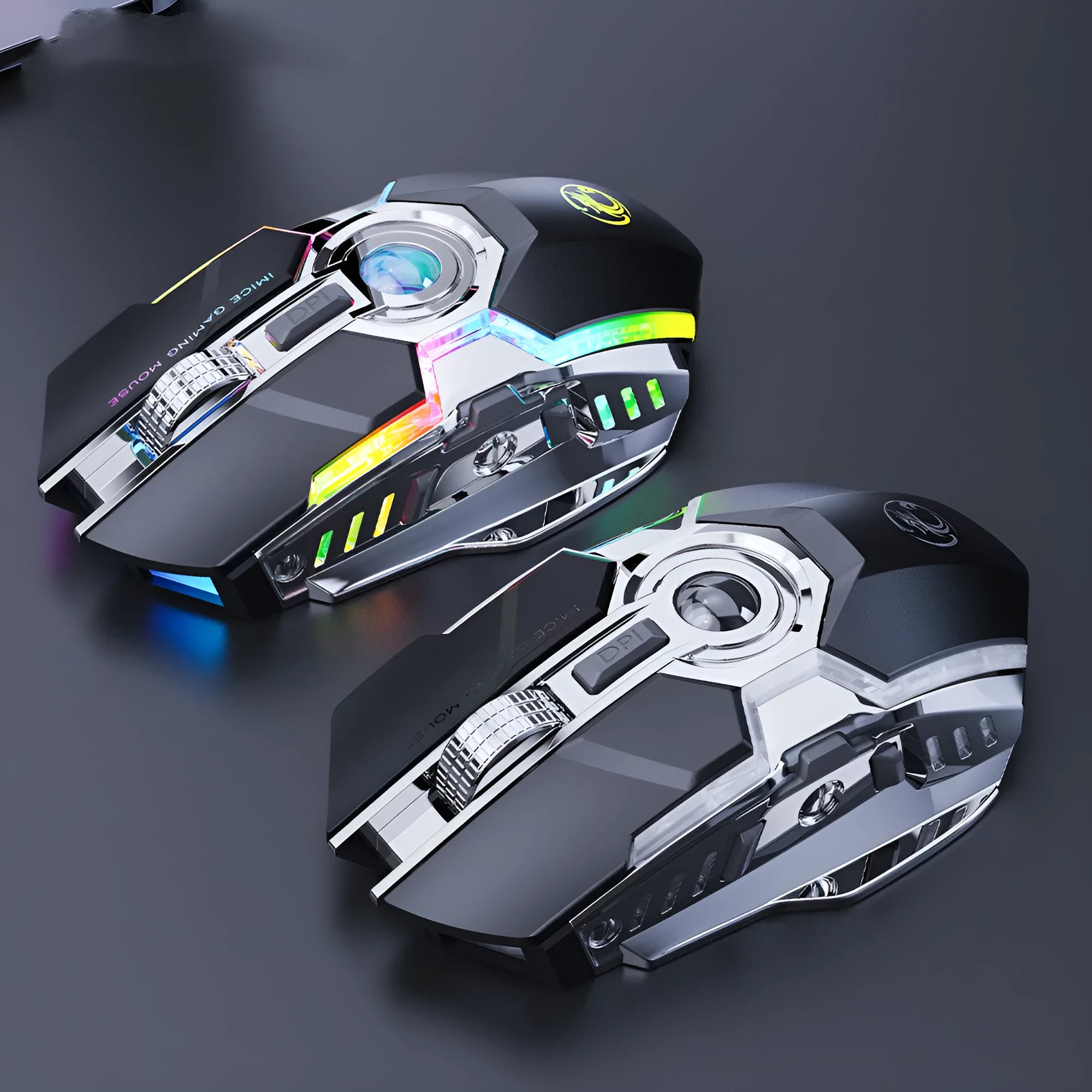 7-button 2.4G silent wireless RGB gaming mouse in black, 3200DPI, 3-level resolution, ergonomic design