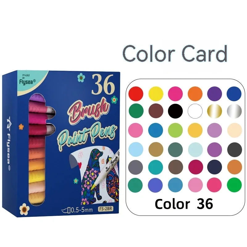 Set of soft tip gouache paint marker pens for hand lettering and acrylic art projects