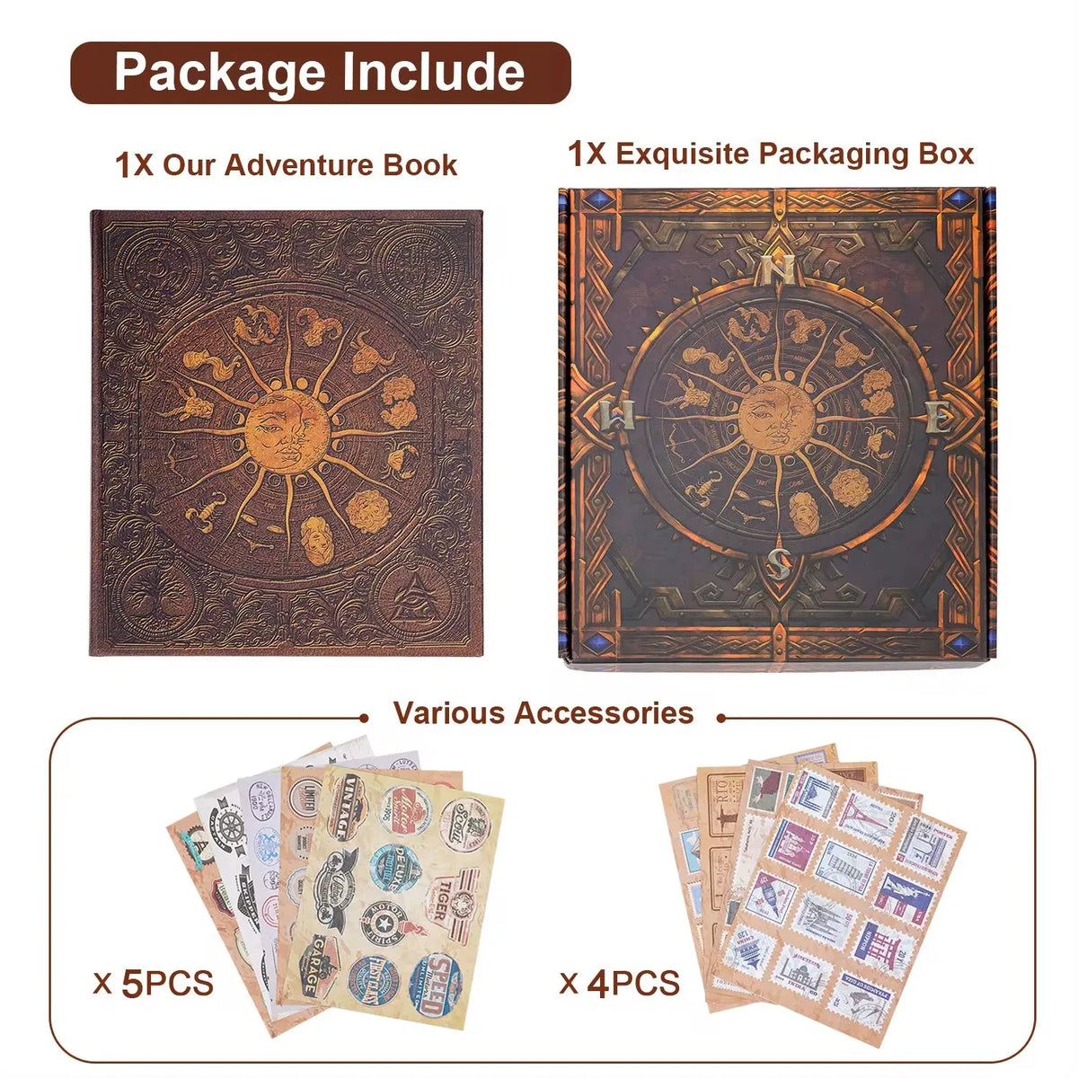 132-page Gold DIY photo album scrapbook with hard kraft paper cover, 28x24.4cm, constellation design