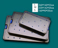 Flexible blue silicone UV disinfection box open, showing internal chamber and UV lights, with a mobile phone inside.