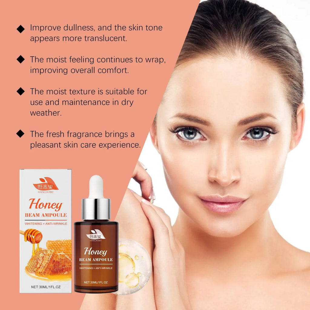 30ml bottle of Moisturising Skin Colour Facial Liquid serum with honey and ginseng ingredients.