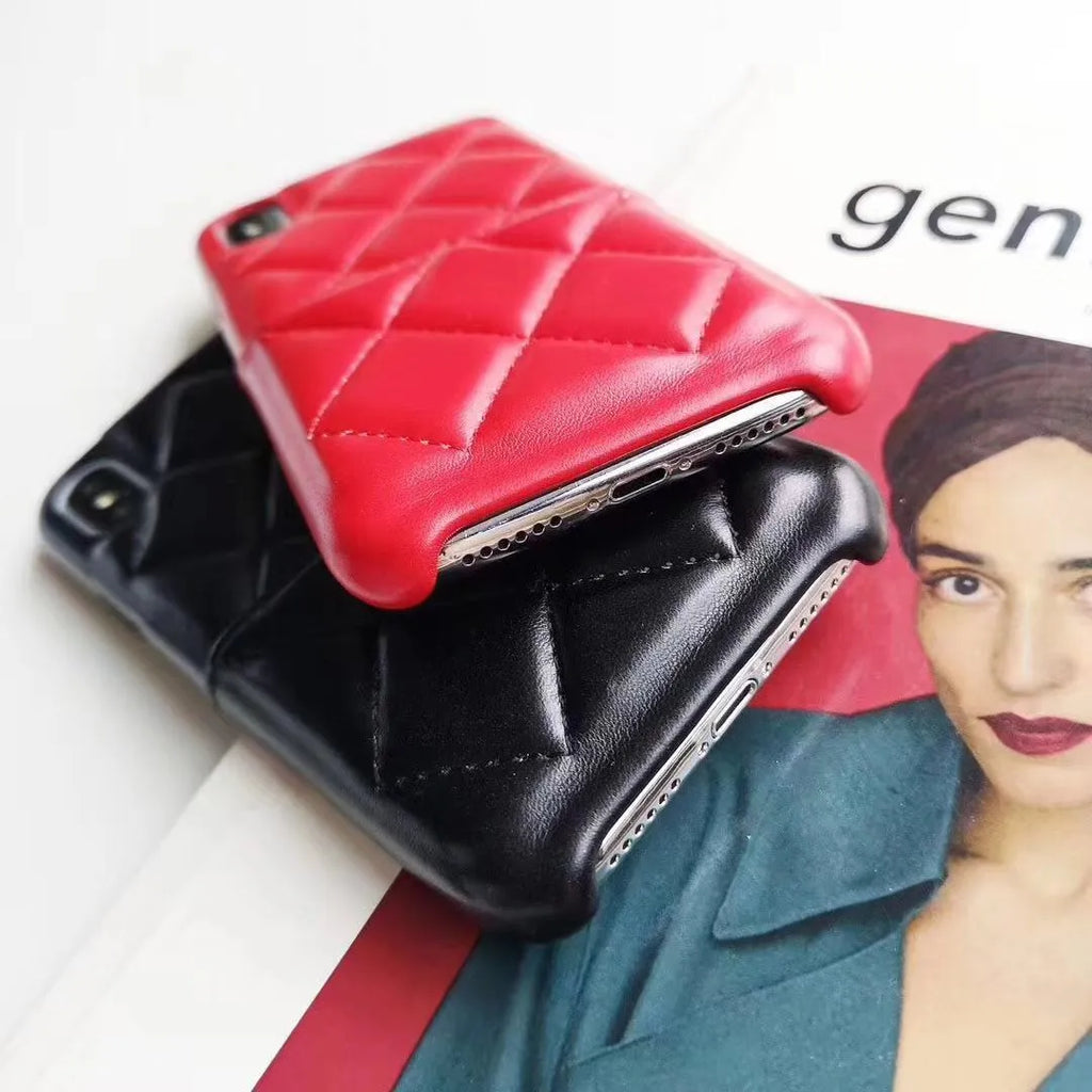 Black leather mobile phone case compatible with iPhone XS Max and other iPhone models
