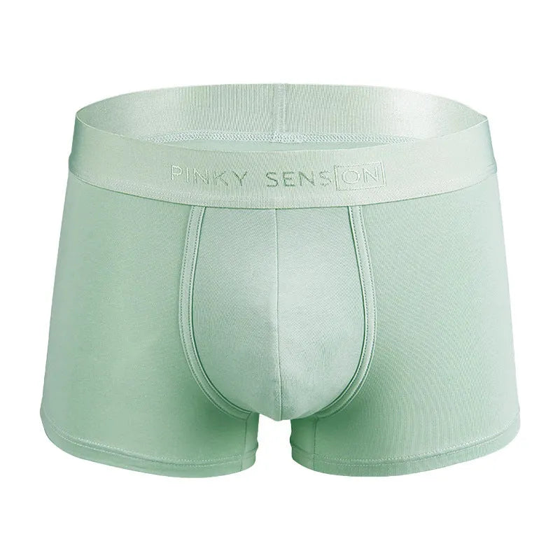 Men's solid colour cotton boxer shorts in black, shown flat.