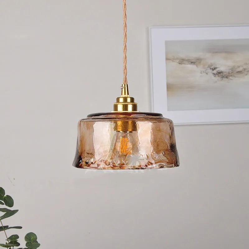 Nordic retro style brass and glass chandelier pendant light for restaurants