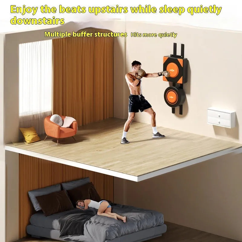 Hanging boxing wall target set with PU leather construction showing round and square punching surfaces