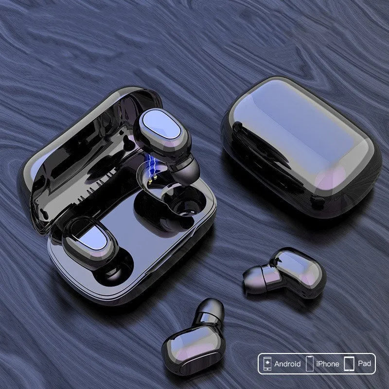 Black, pink, and white TWS Bluetooth earbuds with charging case