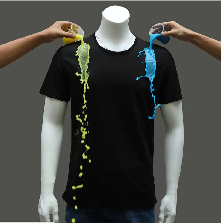 Quick-drying waterproof anti-fouling couple T-shirt, loose round neck short sleeve top in white black blue