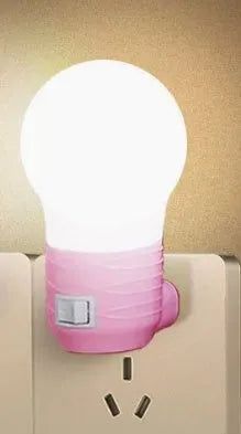 Round plug-in baby night light lamp body in white blue or pink shell with 45x90x45mm dimensions