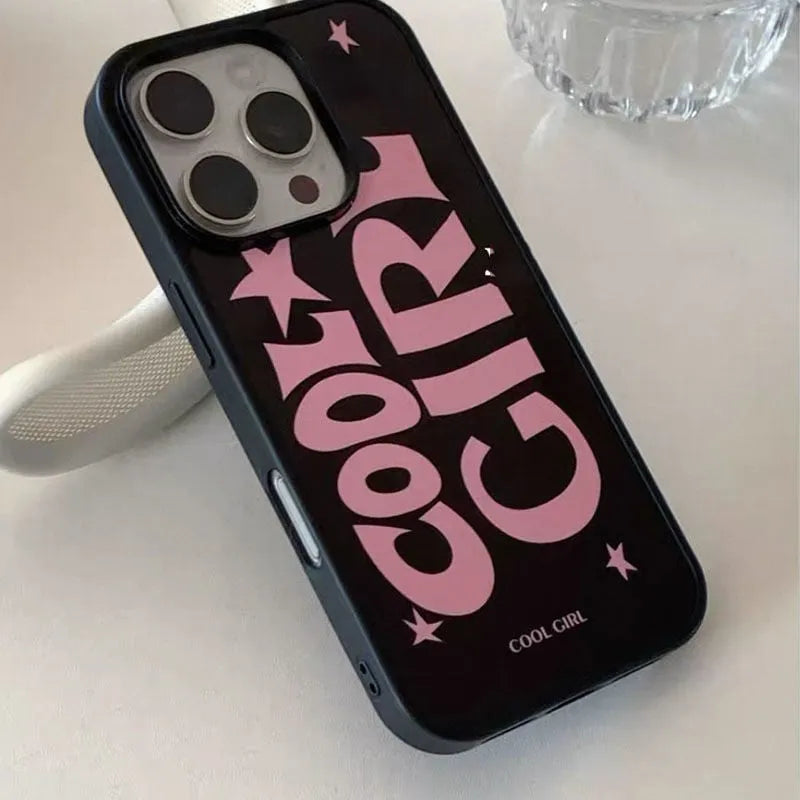 Black Pink silicone phone case with printed star pattern for Apple iPhone