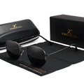 Classic round metal frame sunglasses with 55mm lenses in Gun Gray colour on a microfiber pouch
