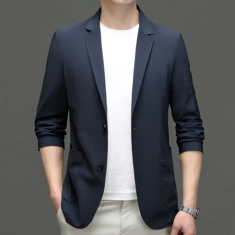 Men's thin ice silk sunscreen jacket, loose long sleeve, polyester lining, grey black navy khaki grey green